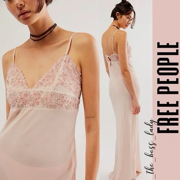 Free People | Dresses | Free People Maxi Dress Mesh Slip Small Embroidered Floral  Beaded Small Nwot | Poshmark